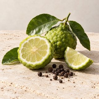 Bergamota de Calabria fresca, cortada y entera
